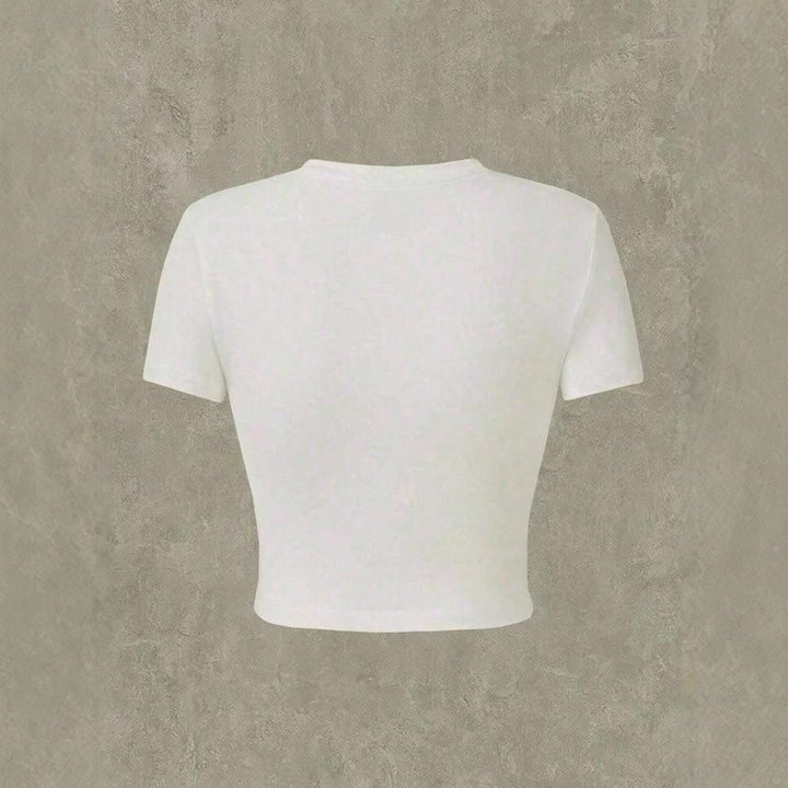 Damen Crop-T-Shirt mit verspieltem Katzenmotiv und Cowboy-Design Echo Archiv