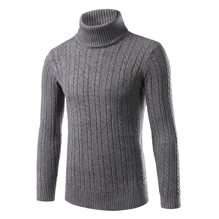 Herren stilvoller Rollkragenpullover mit Zopfmuster Echoarchiv