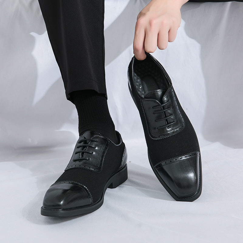 Herren elegante Oxford-Halbschuhe mit Kapzehen-Design, Leder-Textilmix und gepolstertem Komfortfußbett Echo Archiv