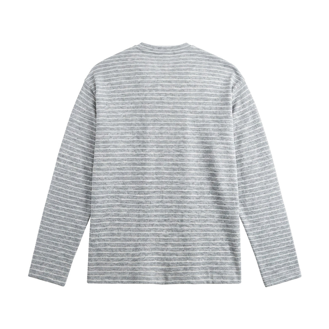 Herren Feinstrick-Henleyshirt mit kurzem Knopfleiste und horizontalem Streifenmuster Echoarchiv