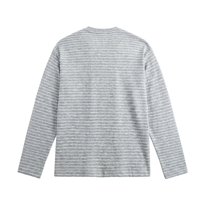 Herren Feinstrick-Henleyshirt mit kurzem Knopfleiste und horizontalem Streifenmuster Echoarchiv