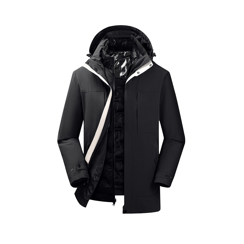 Herren Zweiteiliger Parka mit herausnehmbarer Stepp-Innenjacke und verstellbarer Kapuze Echoarchiv