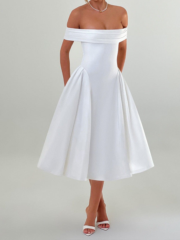 Damen Off-Shoulder Maxikleid mit Taschen und eleganter Silhouette Echo Archiv