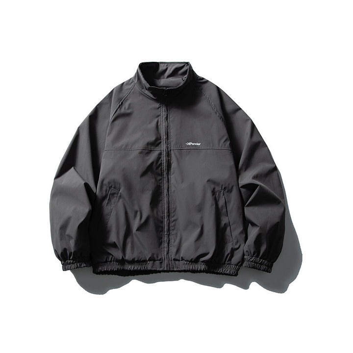 Unisex Leichte wasserabweisende Windjacke mit Stehkragen, Raglanärmeln und elastischem Saum Echoarchiv