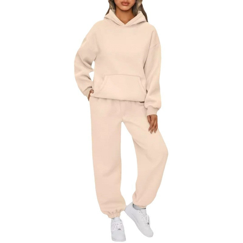 Damen nan Oversize Kapuzenpullover und Fleece Jogginghose Set mit Kängurutasche Echo Archiv