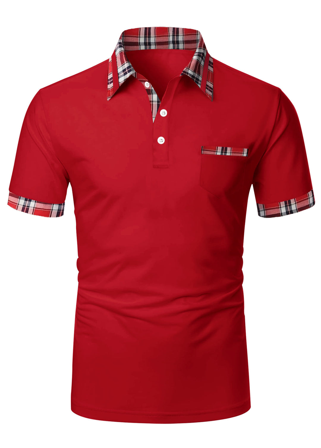 Herren Poloshirt mit modernem Karodetail und praktischer Brusttasche Echoarchiv
