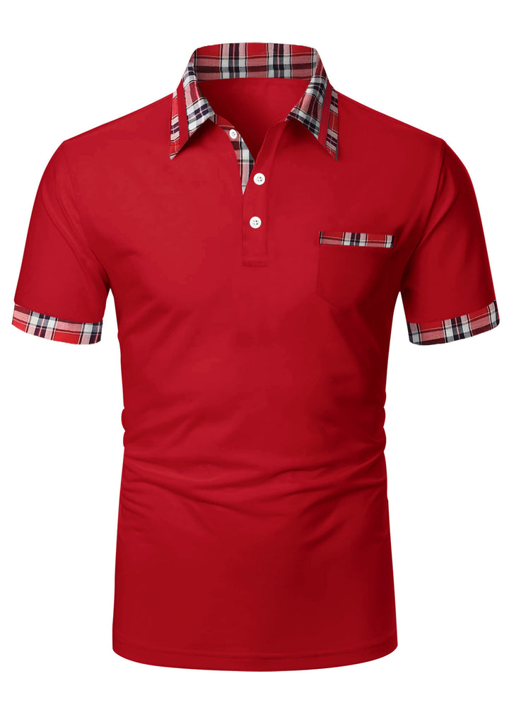 Herren Poloshirt mit modernem Karodetail und praktischer Brusttasche Echoarchiv
