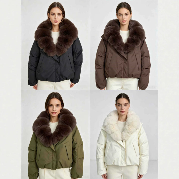 Damen nan kurze Cropped-Parka mit extravoluminösem Fellkragen und winddichter Thermofütterung Echo Archiv