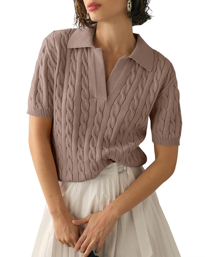 Echoarchiv | Polo-Kragen Twist Strickpullover