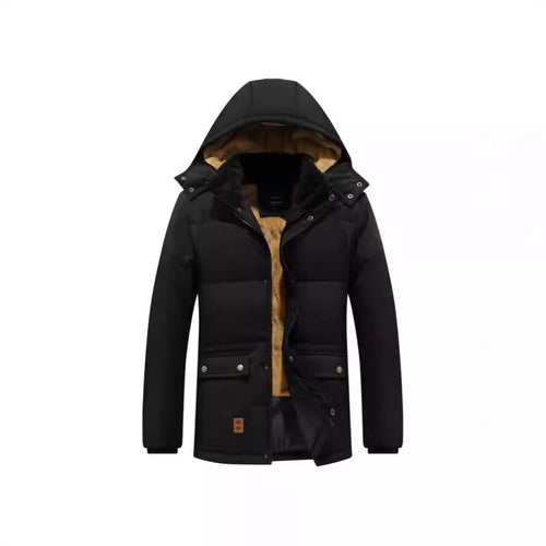 Herren Wattierter Parka mit durchgehendem Teddyfutter abnehmbarer Kapuze und Multifachtaschen – Marzano