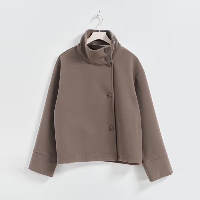 Damen Kurze Jacke mit hohem Kragen und Knopfverschluss Echoarchiv