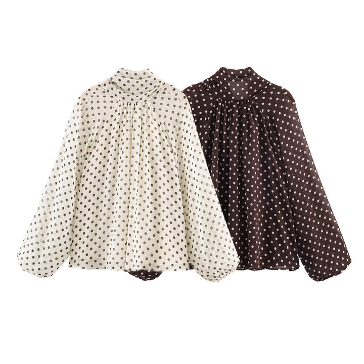 Damen Chiffon-Bluse mit Schleifenkragen und Balloon-Ärmeln Echo Archiv