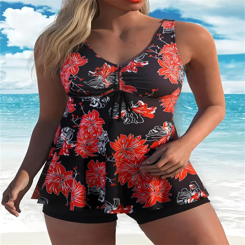 Damen Tankini-Top mit floralem Design und figurumspielendem Schnitt Echo Archiv
