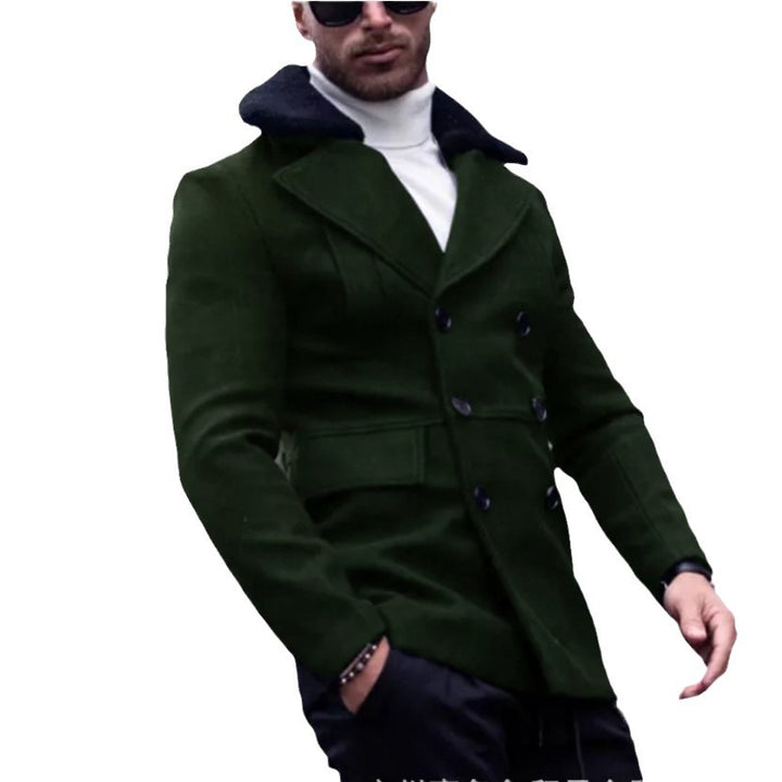 Herren eleganter Wollmantel mit Teddyfell-Kragen Echoarchiv