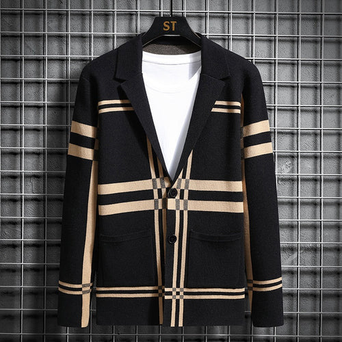 Herren modische Strickjacke mit einzigartigem Karomuster Echoarchiv