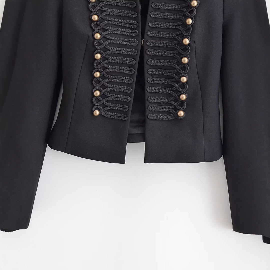 Damen 40+ taillierter Militärblazer mit Kordel- und Zierknopfdetails Echo Archiv
