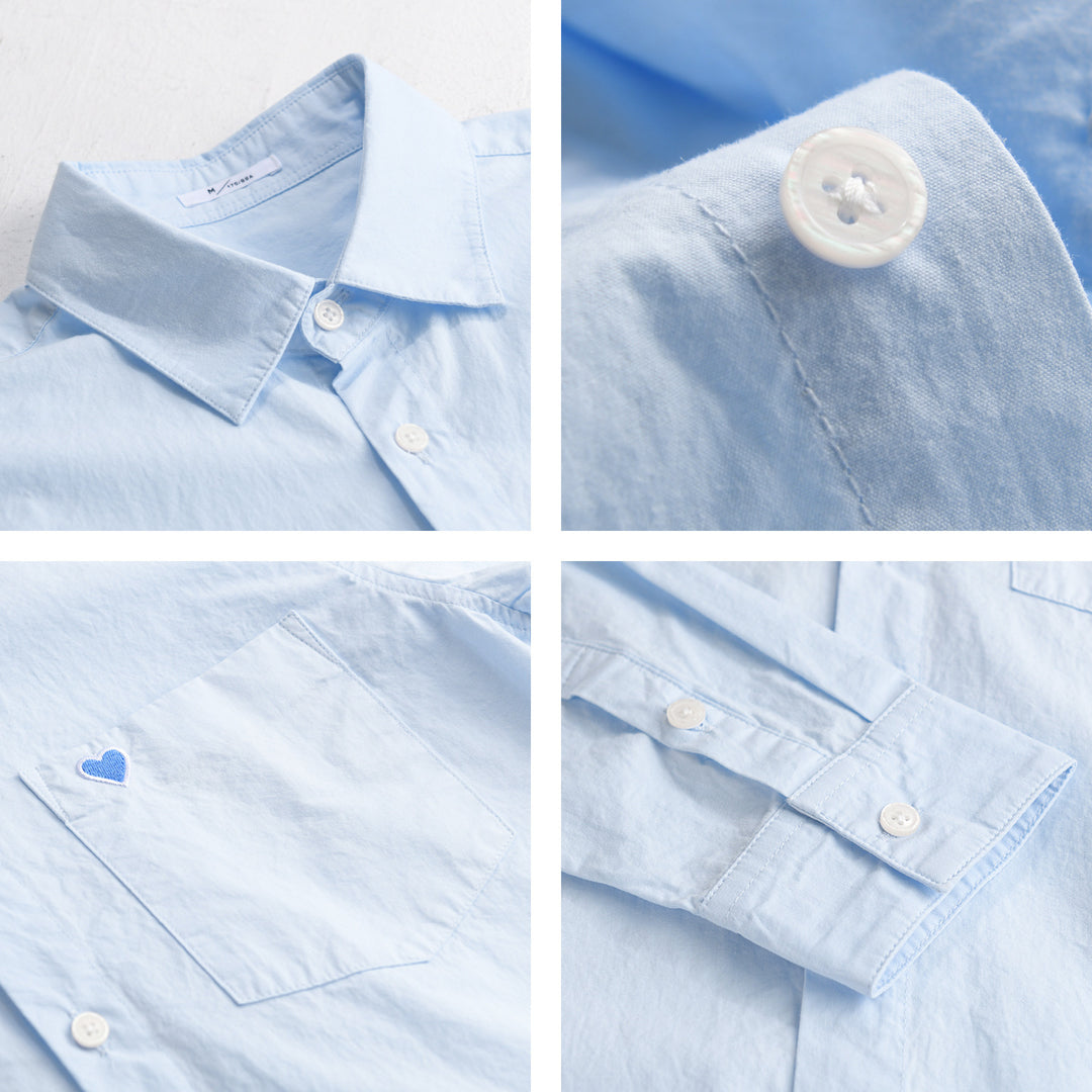 Herren Leichtes Baumwoll-Overshirt mit Brusttasche und dezenter Herzstickerei Echoarchiv