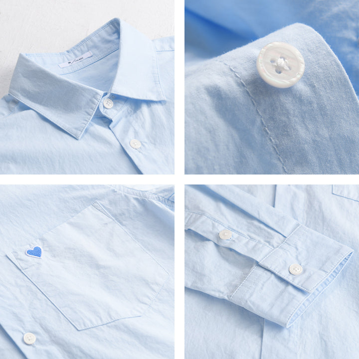 Herren Leichtes Baumwoll-Overshirt mit Brusttasche und dezenter Herzstickerei Echoarchiv