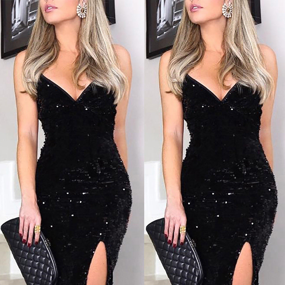 Damen Elegantes und figurbetontes Abendkleid mit hohem Schlitz Echo Archiv
