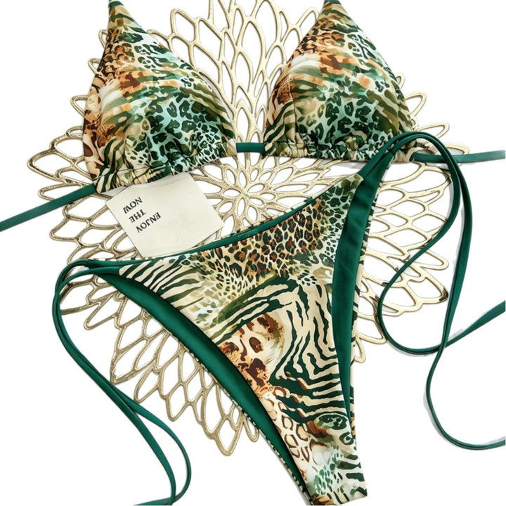 Damen Triangel Bikini mit animalischem Muster und verstellbaren Bändern Echo Archiv