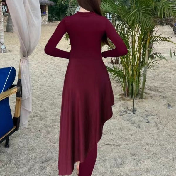 Damen eleganter Strandanzug mit asymmetrischem Schnitt und langen Ärmeln Echo Archiv