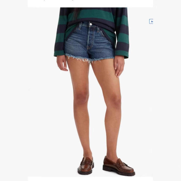 Damen Frayed Denim-Shorts im Vintage-Stil mit moderner Passform Echo Archiv