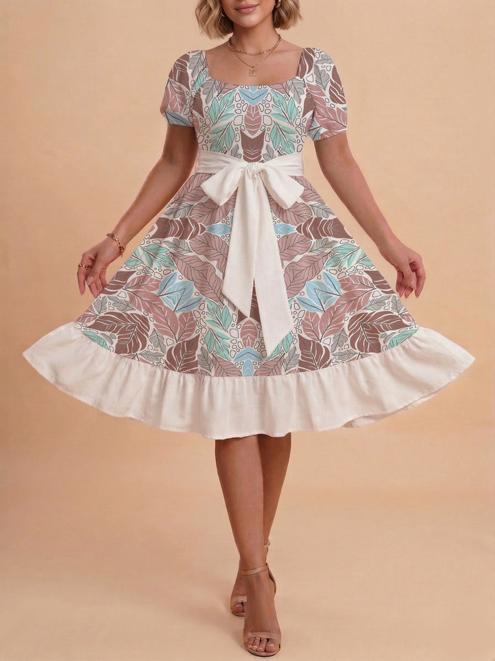 Damen elegantes Maxikleid mit floralem Design und Taillengürtel Echo Archiv