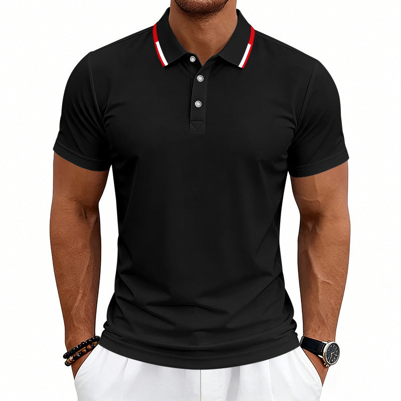 Herren nan tailliertes Kurzarm-Poloshirt mit Kontrastkragen aus atmungsaktivem Piqué Echo Archiv