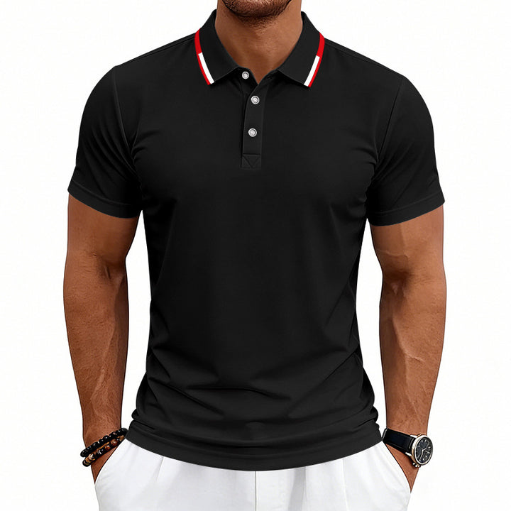 Herren nan tailliertes Kurzarm-Poloshirt mit Kontrastkragen aus atmungsaktivem Piqué Echo Archiv