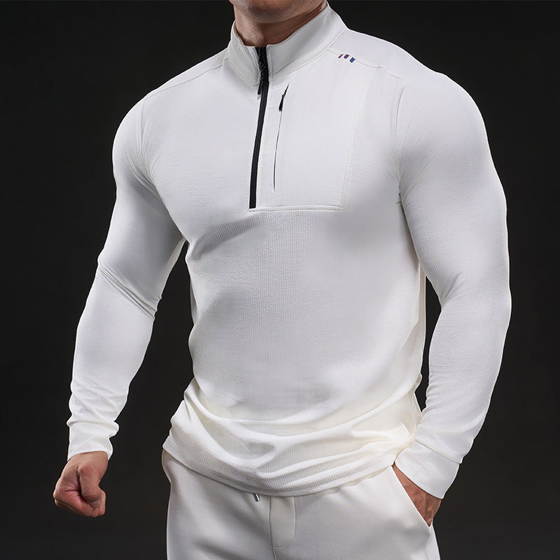 Herren Slim-Fit Thermo-Longsleeve mit Stehkragen und Brustreißverschluss Echoarchiv