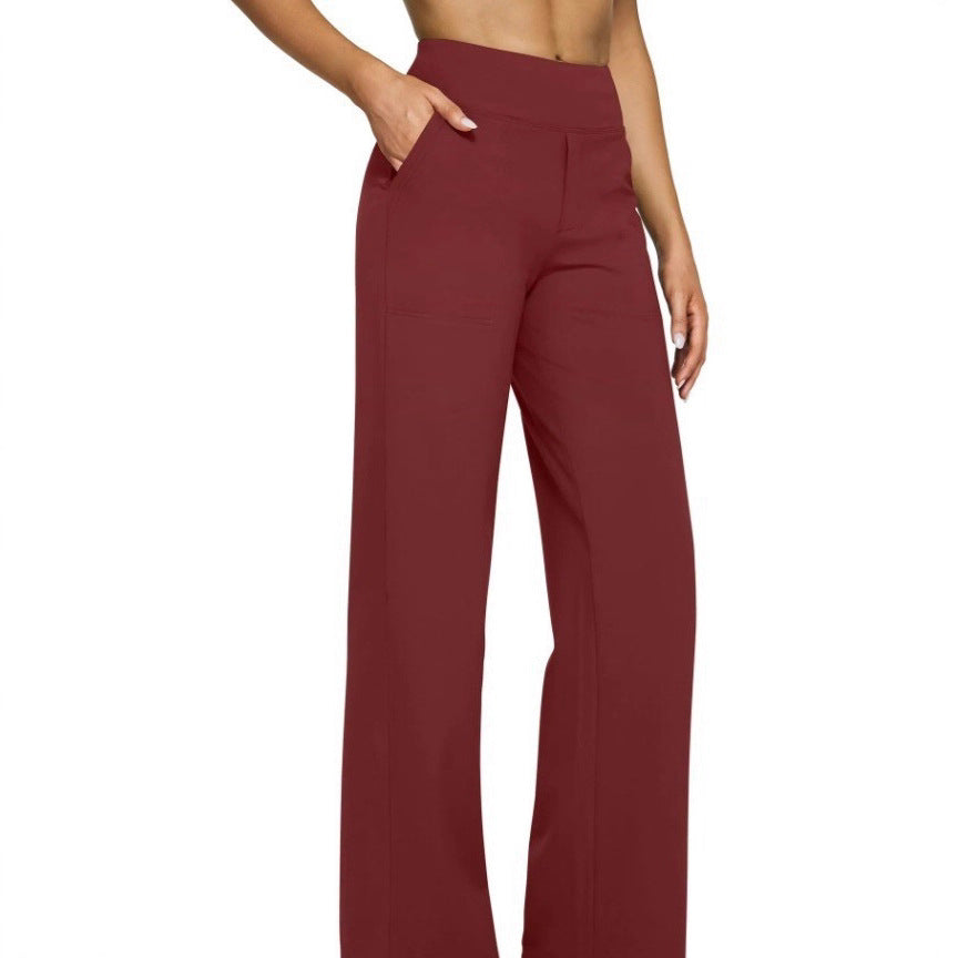 Damen nan fließende High-Waist-Hose mit extra weitem Bein, elastischem Komfortbund und Eingrifftaschen Echo Archiv