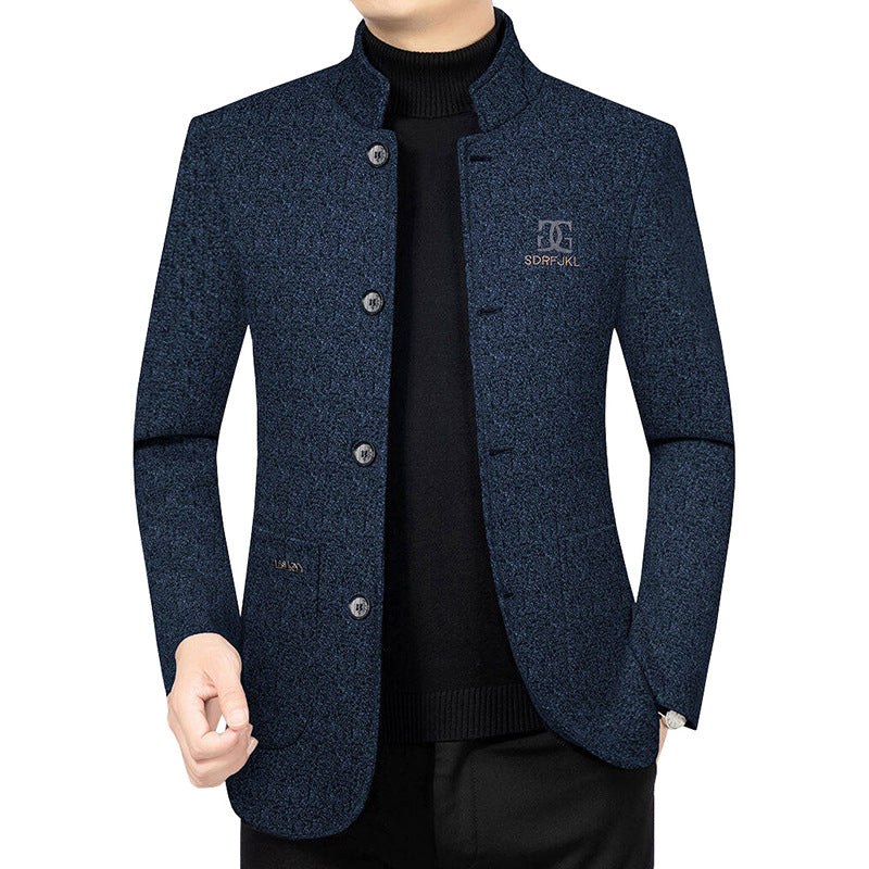 Herren Moderner Stehkragen-Blazer im Travel-Stil mit wattierter Innenfütterung – Tianoro