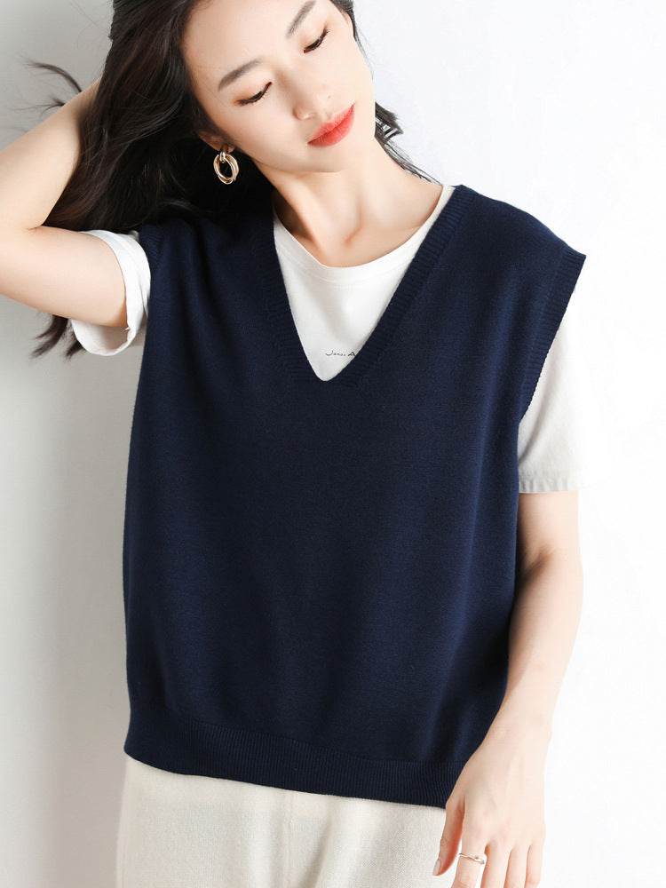 Damen Oversize V-Ausschnitt Feinstrickweste mit Rippenbund Echoarchiv