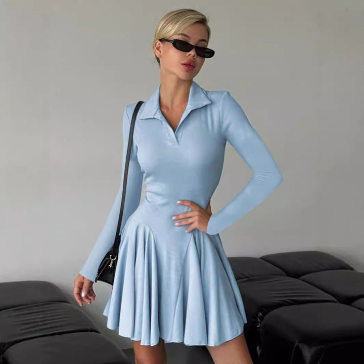 Damen Polo-Kleid mit langen Ärmeln und schwingendem Rock Echo Archiv