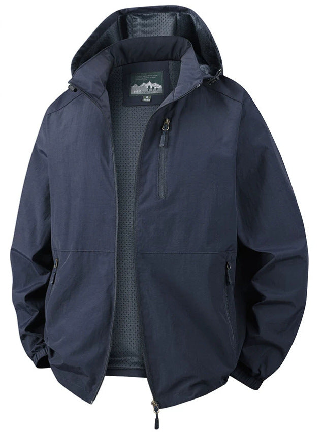 Herren Ultraleichte Allwetter-Outdoorjacke mit Kapuze atmungsaktivem Meshfutter und Reißverschlusstaschen Echo Archiv