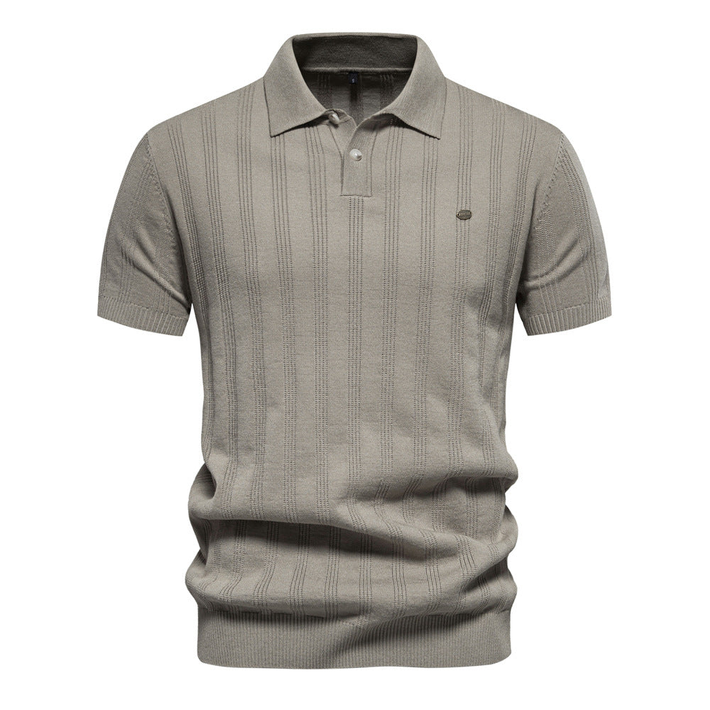 Herren Kurzarm Polo-Shirt mit strukturiertem Streifenmuster Echoarchiv