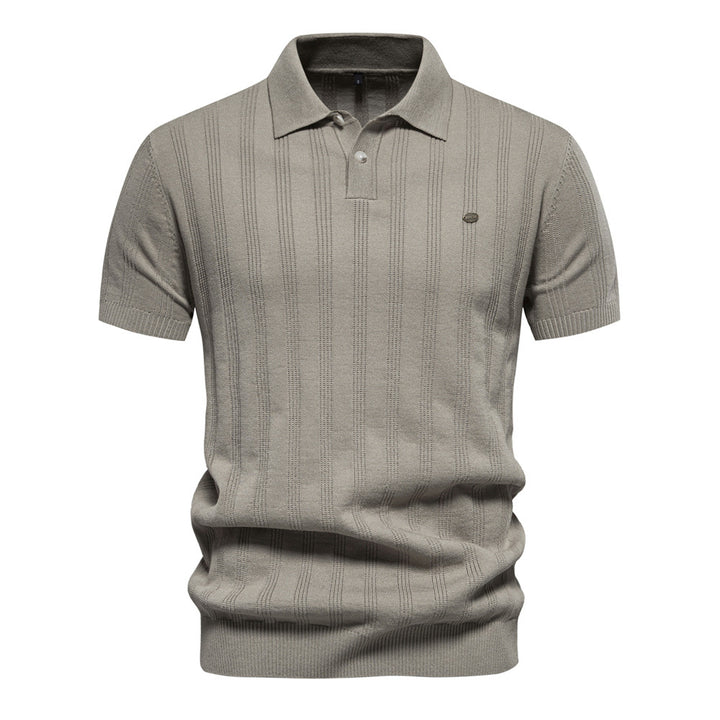 Herren Kurzarm Polo-Shirt mit strukturiertem Streifenmuster Echoarchiv