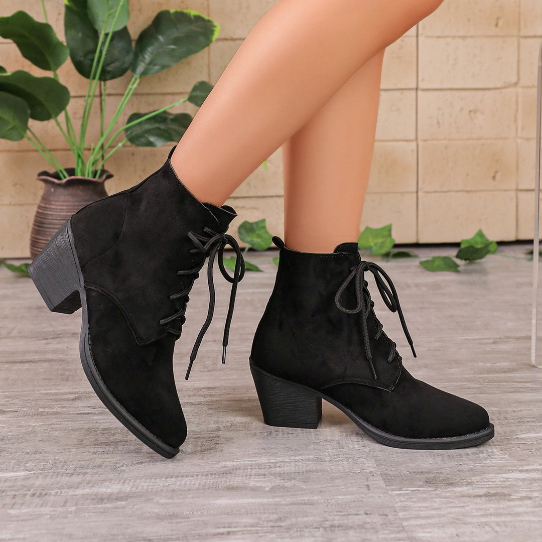 Damen Modische Wildleder Stiefeletten mit Blockabsatz Echo Archiv