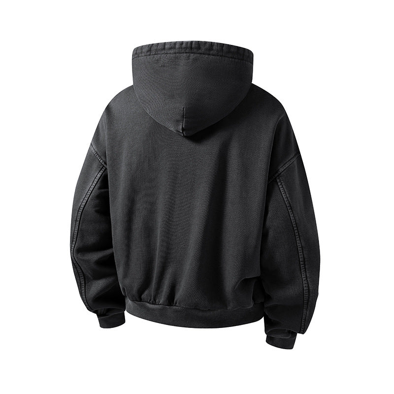 Herren Oversize Kapuzenjacke mit durchgehendem Reißverschluss, fleecegefüttert, Kängurutaschen & gerippten Bündchen Echoarchiv