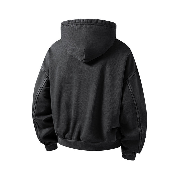 Herren Oversize Kapuzenjacke mit durchgehendem Reißverschluss, fleecegefüttert, Kängurutaschen & gerippten Bündchen Echoarchiv