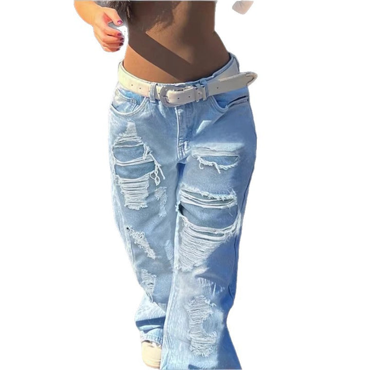 Damen Hochtaillierte Oversize-Baggy-Jeans mit starkem Destroyed-Look und tiefem Schritt Echo Archiv