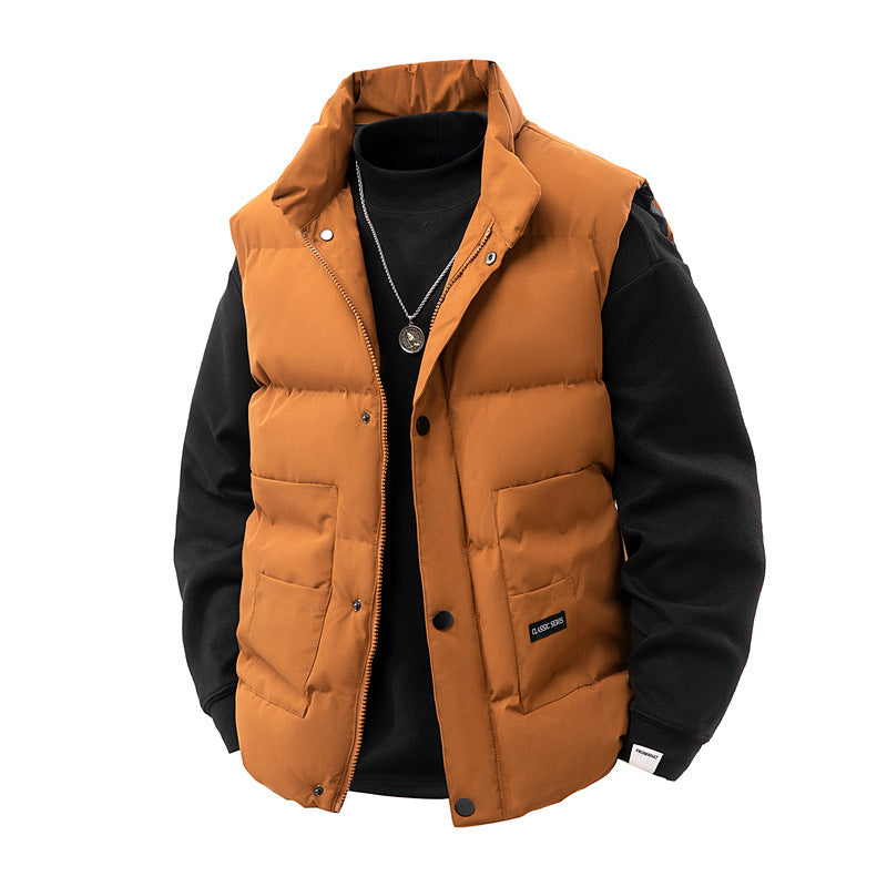 Herren Thermo‑Steppweste mit hoher Kragenblende, Druckknopf‑Front & aufgesetzten Utility‑Taschen Echoarchiv