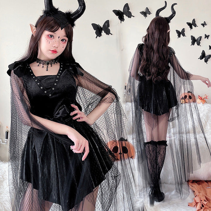 Damen verführerisches Halloween-Kostüm mit transparentem Tüll und zarten Details Echo Archiv