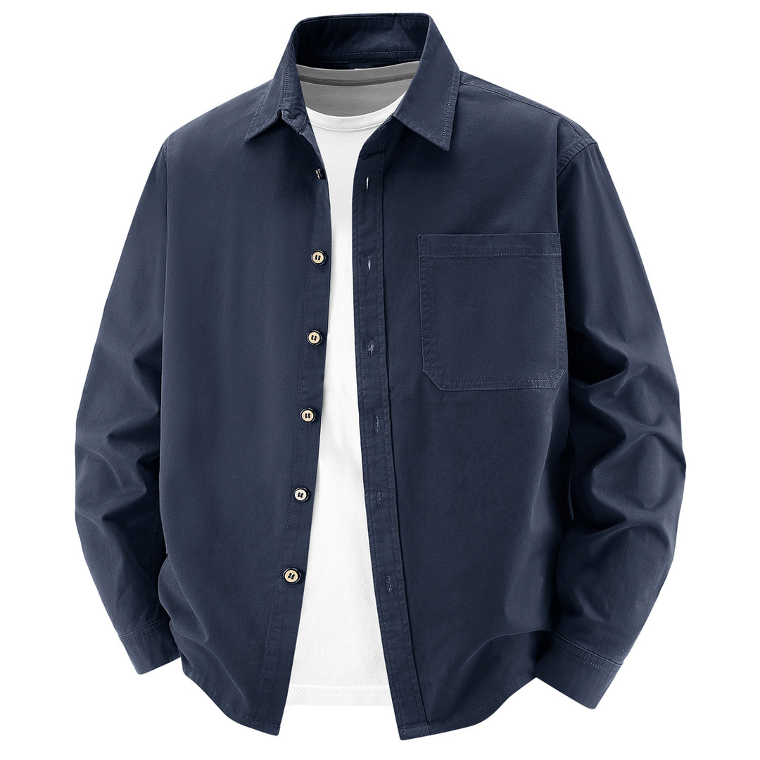 Herren lockere Overshirt-Jacke aus Baumwollmix mit Brusttasche und durchgehender Knopfleiste Echo Archiv