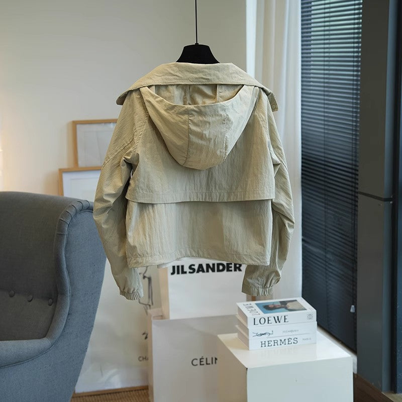Damen Modische Übergangsjacke mit hohem Kragen und praktischen Taschen Echoarchiv