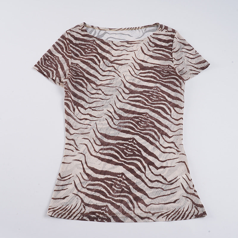 Damen T-Shirt mit tierischem Muster und elastischem Schnitt Echo Archiv