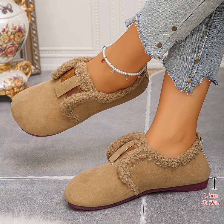 Damen Gefütterte Velours‑Slipper mit Teddybesatz und flexibler Gummisohle Echo Archiv