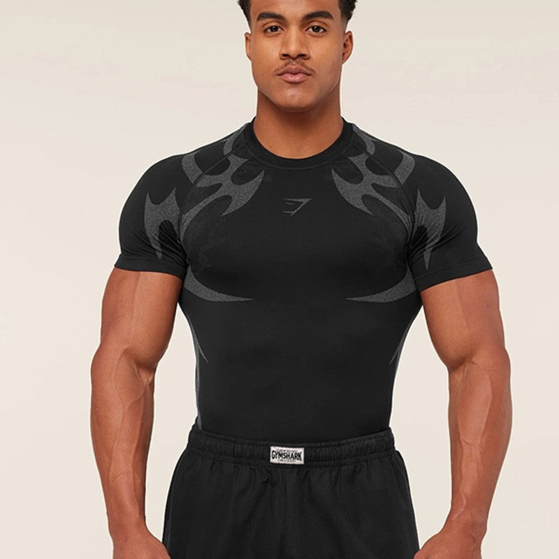 Herren nan nahtloses formgebendes Funktionsshirt mit Kompressionseffekt und ergonomischen Muskelzonen Echo Archiv