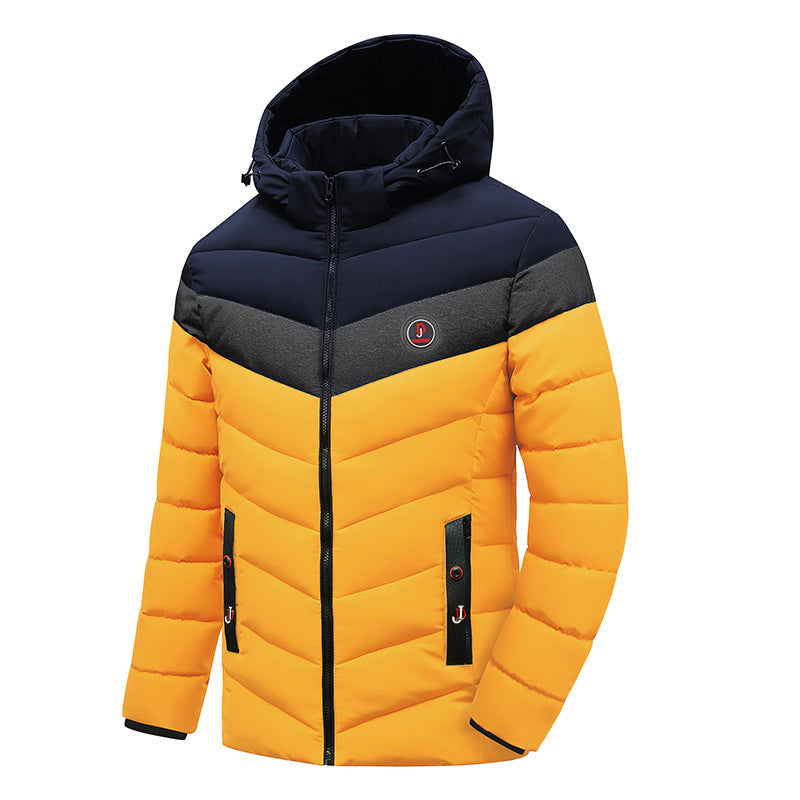 Herren Steppanorak mit Kapuze und wattierter Chevron-Isolationsjacke Echoarchiv