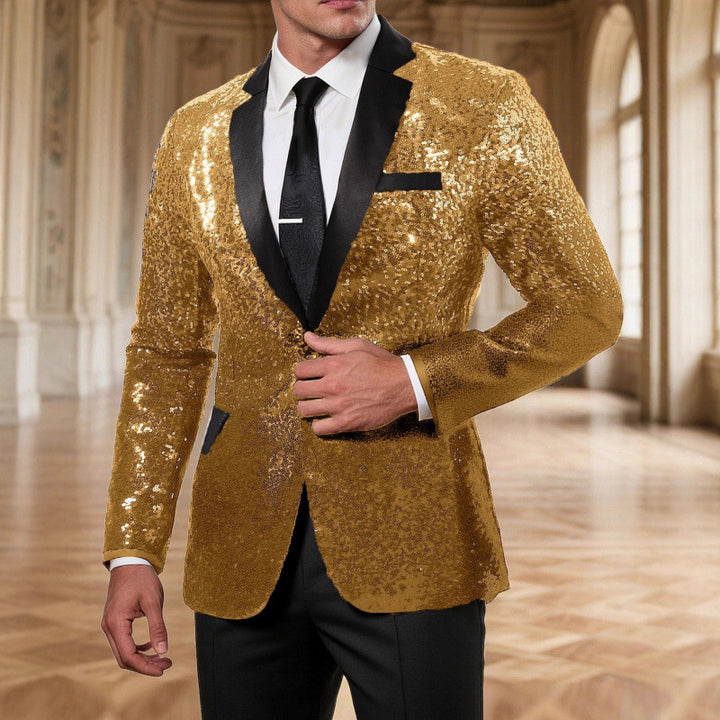 Herren Glamouröser Paillettenblazer mit elegantem Revers und modernem Schnitt Echoarchiv